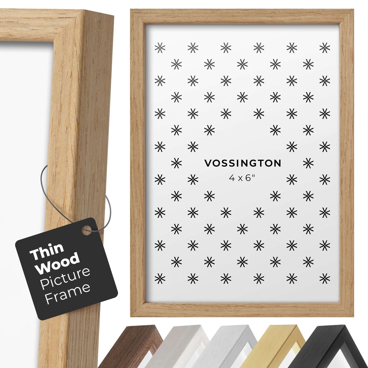 Vossington Thin Picture Frame - Well-Made Poster Frame in Black, White, Gold, Silver, Wood, 4x6, 5x7, 8x10, 8x12, 8.5x11, 9x12, 11x14, 11x17, 12x12, 12x16, 12x18, 13x19, 16x16, 16x20, 16x24, 18x24, 20x20, 20x30, 22x28, 24x24, 24x30, 24x36, and 30x40